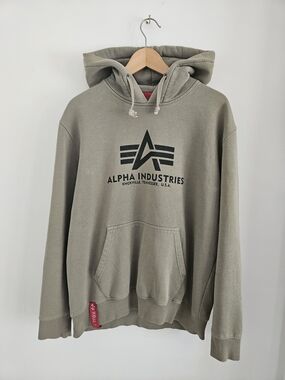 Alpha Industries Sage Green Hoodie Mens Large Army Military USA